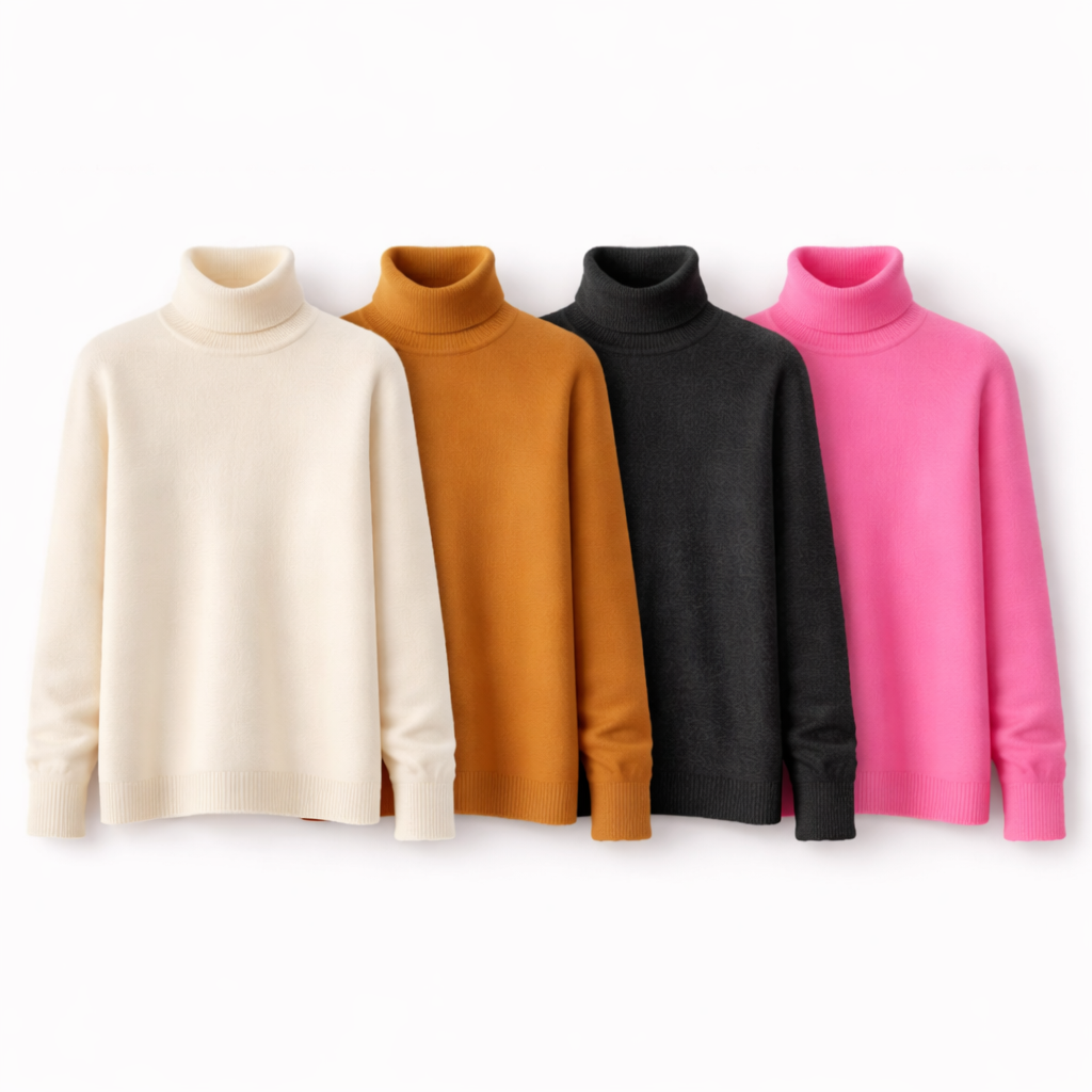 Damegenser i 100% Kasjmir &amp; Mink – Tykk, Varm &amp; Eksklusiv Strikkegenser med Høy Hals | Plus Size (Copy)