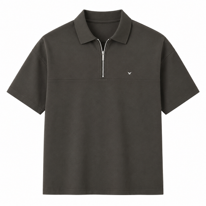 Pologenser til Herre med Halv Glidelås – Avslappet Vintage T-skjorte for Sommer