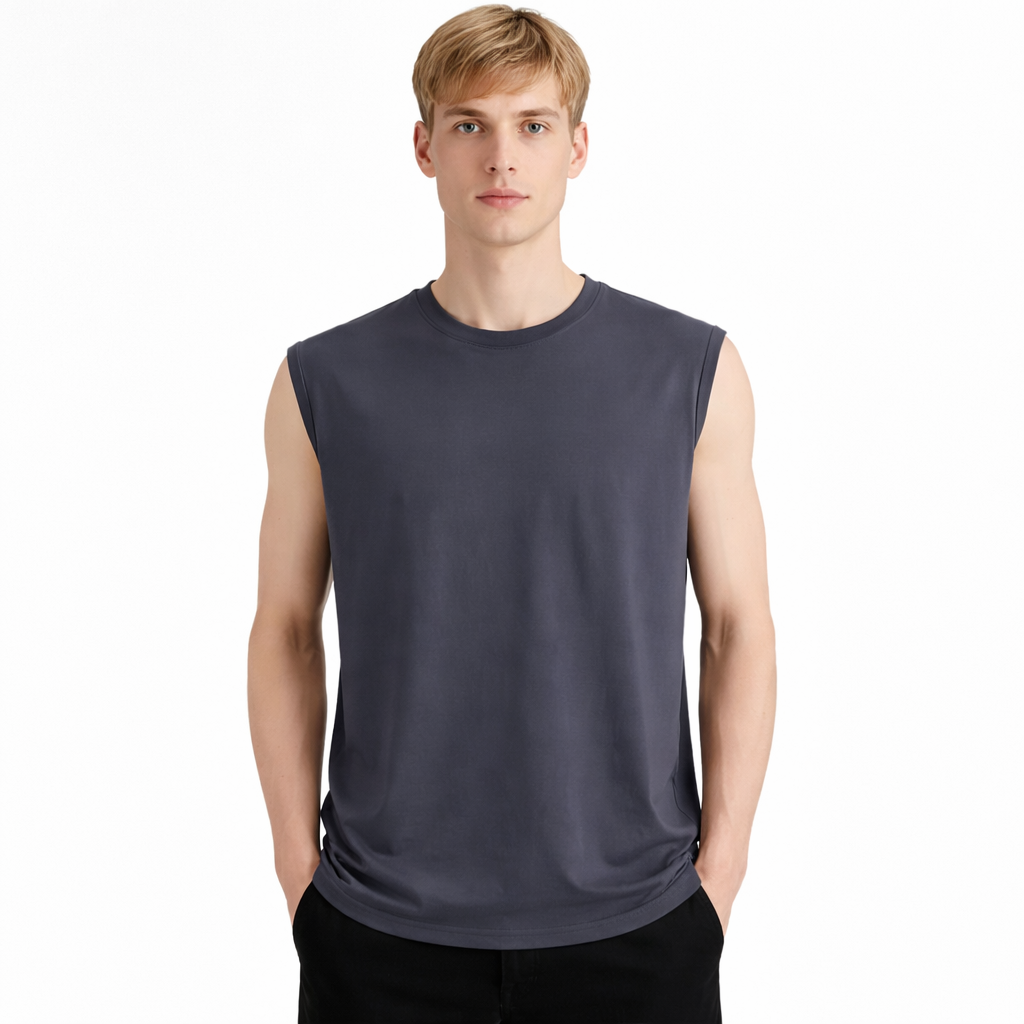 Bomullssinglet til Herre – 100% Bomull, Slim Fit &amp; Perfekt for Trening