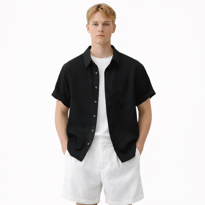 Linskjorte til Herre – 100% Lin, Kortermet &amp; Minimalistisk Sommerstil