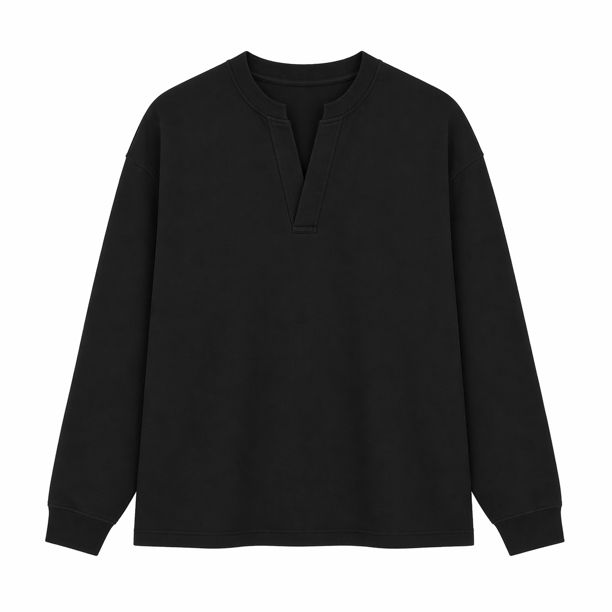 Langermet Henley T-skjorte til Herre – Fake Two-Piece &amp; Japansk Minimalistisk Stil