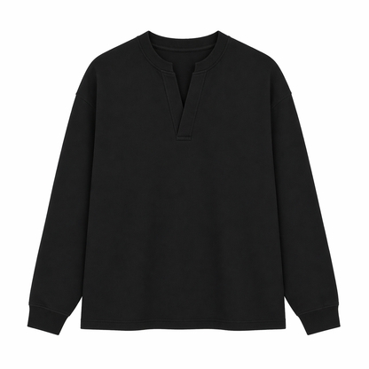 Langermet Henley T-skjorte til Herre – Fake Two-Piece &amp; Japansk Minimalistisk Stil