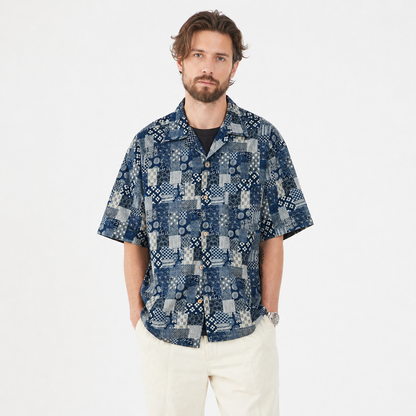Bomullsskjorte til Herre – Boro Patchwork &amp; Lett Sommer Overshirt – Størrelse