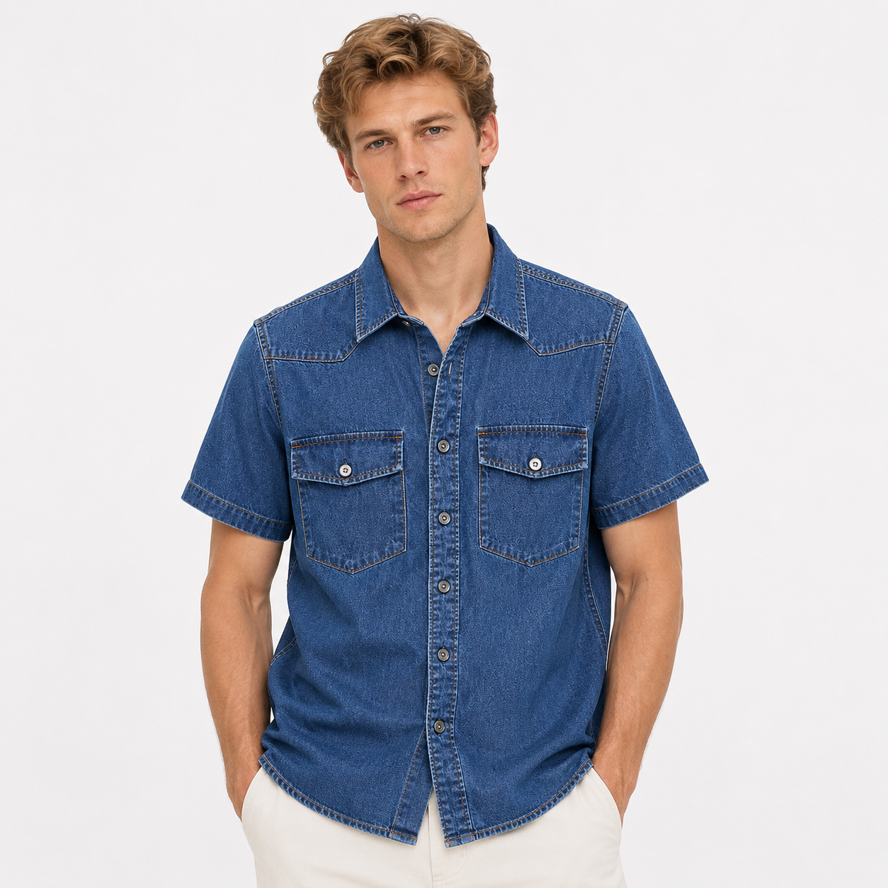 Kortermet Denimskjorte til Herre – Lett Workwear Sommertopp