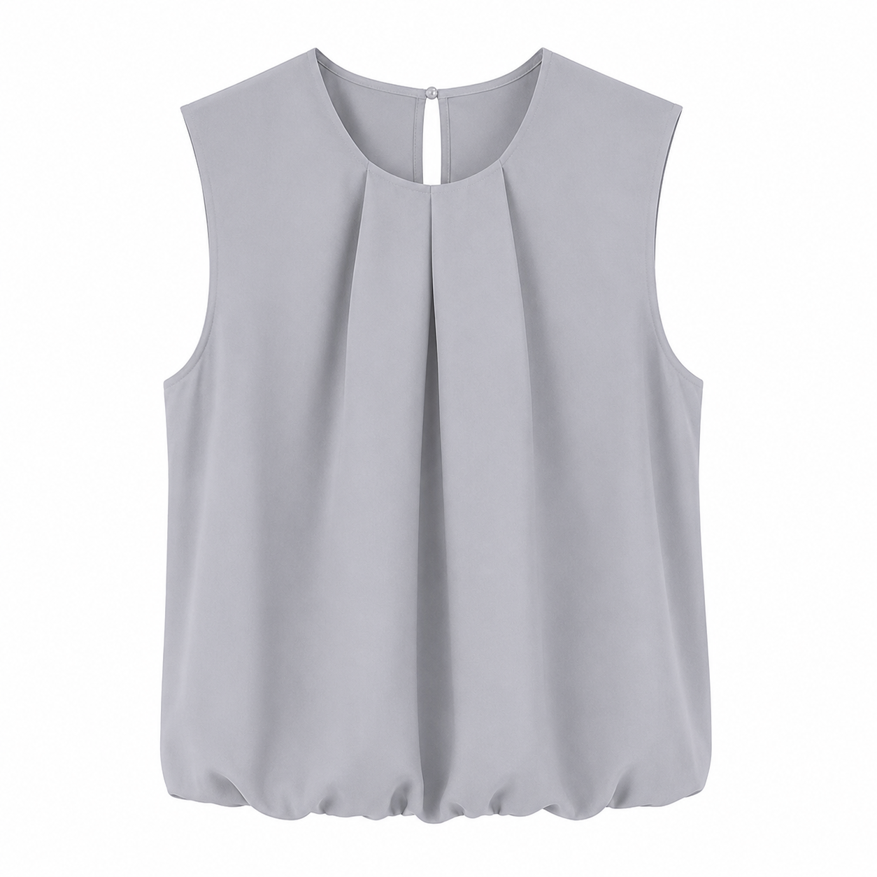Ermeløs Chiffonbluse til Dame – Asymmetrisk Plissert Sommertopp