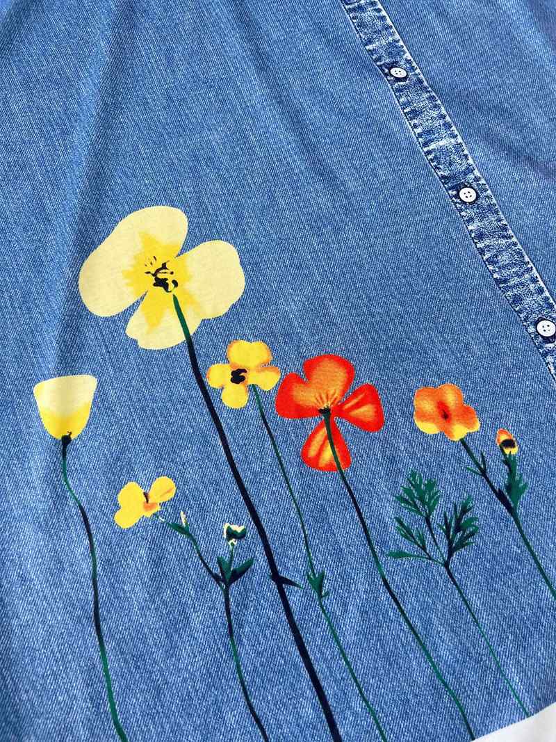 Denimkjole med trykk