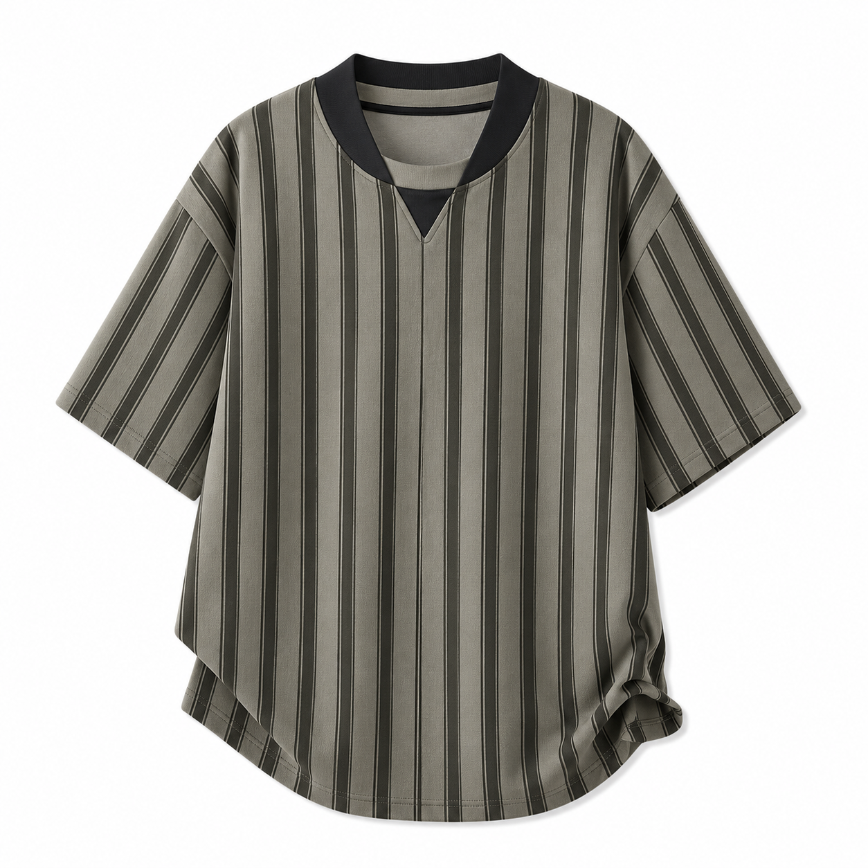 T-skjorte til Herre – Baseballkrage med Stripet Design