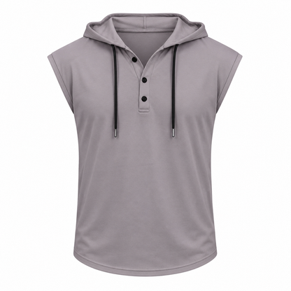 Ermeløs Hettevest til Herre – Sporty Tank Top med Snøring