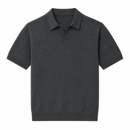 Luksuriøs Strikket Poloskjorte til Herre – Silkemyk Komfort og Elegant Stil
