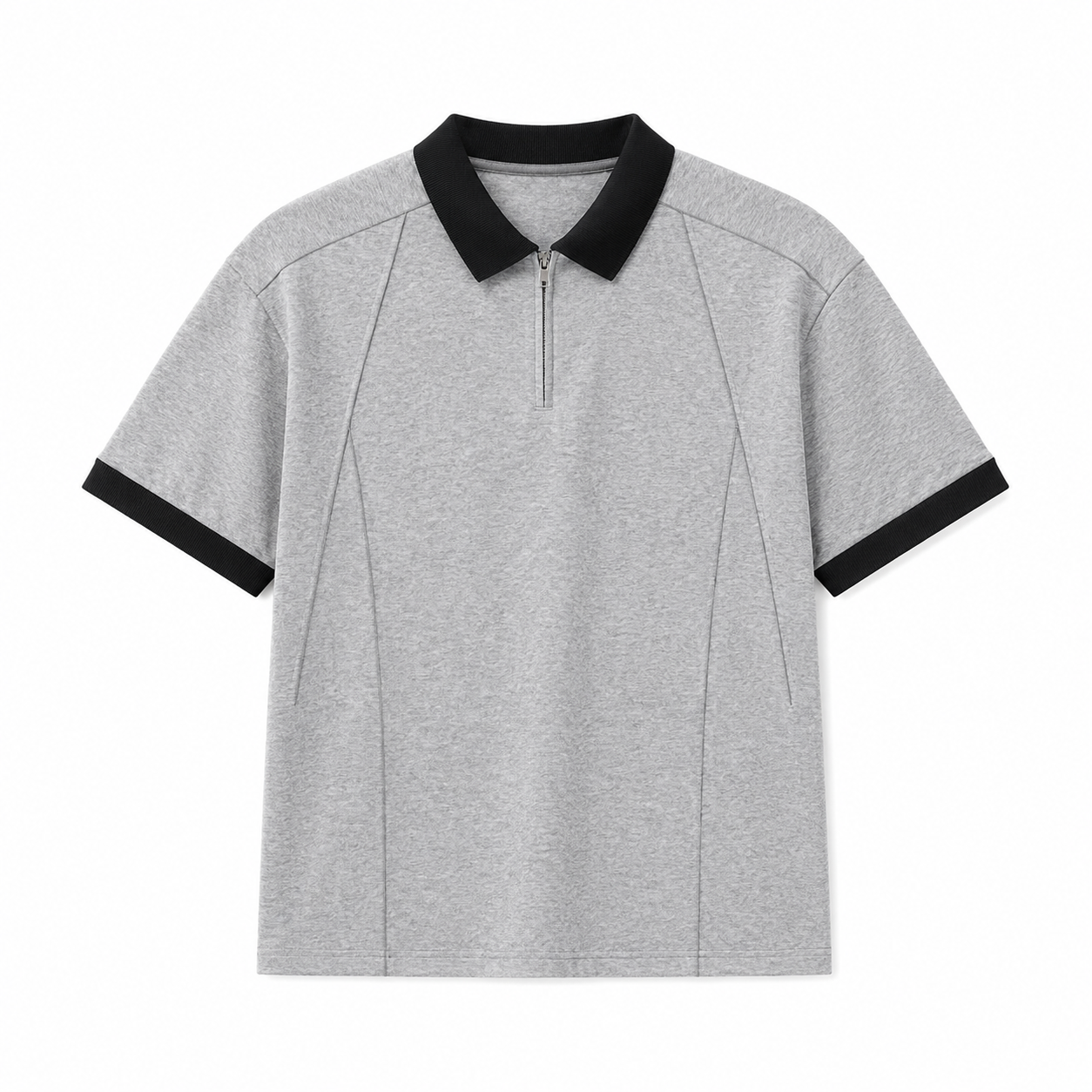 Half-Zip Polo til Herre – Kortermet Pikéskjorte med Kontrastkrage