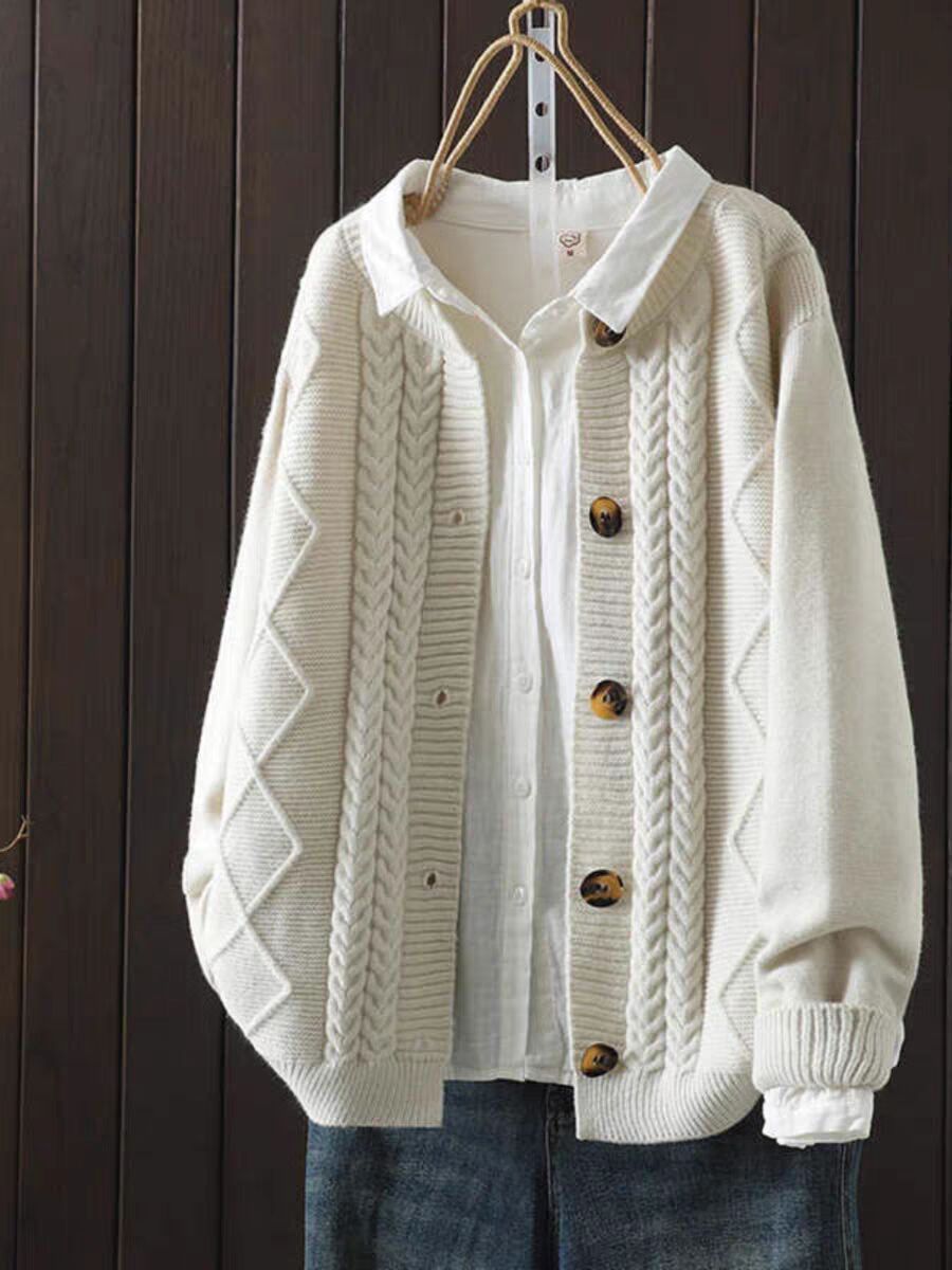 Strikkejakke dame beige