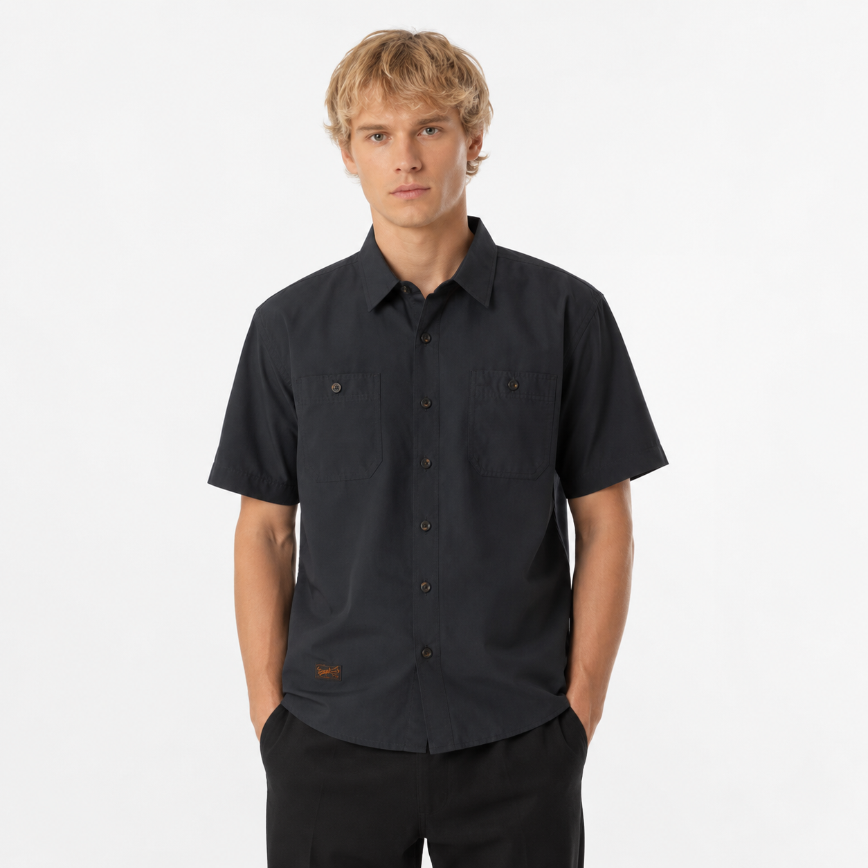 Utility Skjorte til Herre – Lett Cargo Sommerschjorte med Urban Stil – Grafittsvart