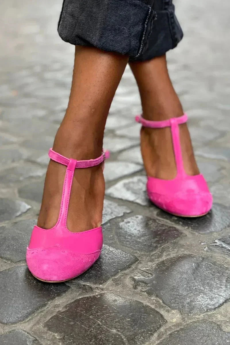 Klaerigo | Sandaler med T-stropp – Fuchsia