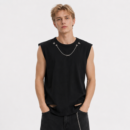 Ermeløs Singlet til Herre | Vintage-Inspirert Tank Topp med Avslappet Passform
