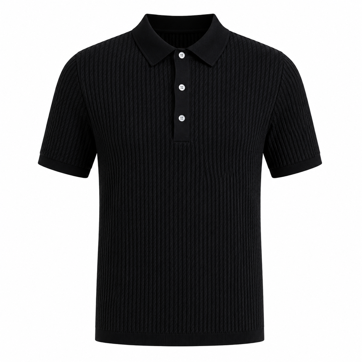 Strikket Slim Fit Polo for Herre med Striper – Kortermet Business Casual