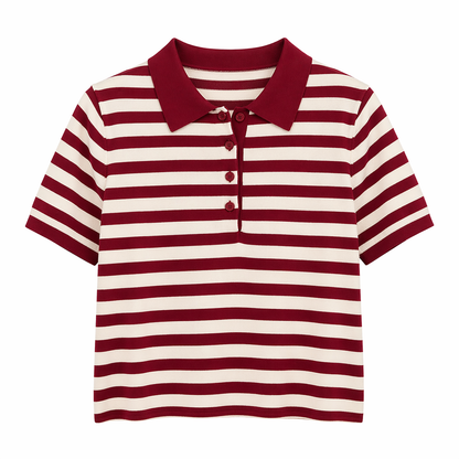 Stripet Polo T-skjorte til Dame – 100% Bomull &amp; Klassisk Sommerstil