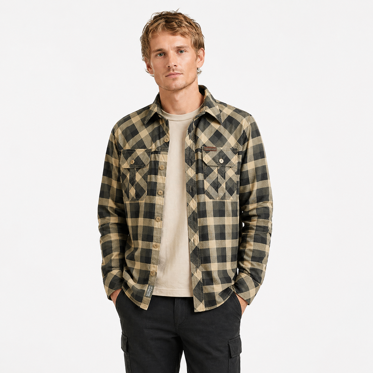 Rutete Skjorte til Herre – Langermet Bomull i Retro Outdoor Stil