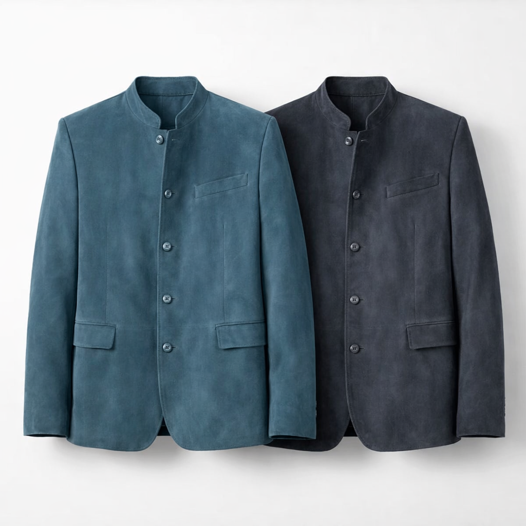 Semsket Blazer for Herre – Elegant Ensfarget Jakke med Knapper | Perfekt til Høst og Vinter (Copy)