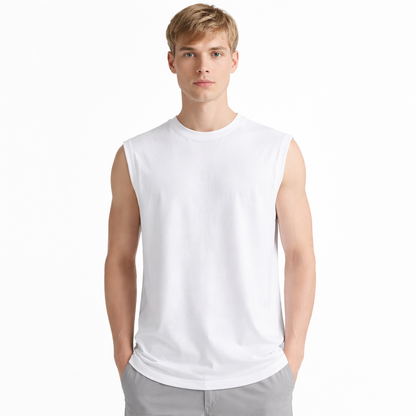Bomullssinglet til Herre – 100% Bomull, Slim Fit &amp; Perfekt for Trening – 255WXTS-Hvit