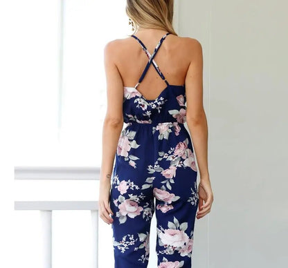 Sommer jumpsuit med blomstertrykk for kvinner