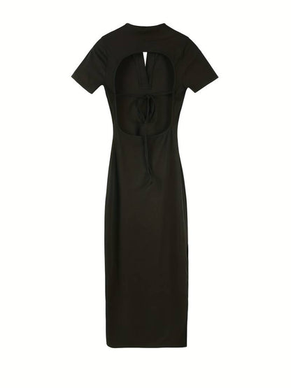 Ryggløs bodycon-kjole med lav krage