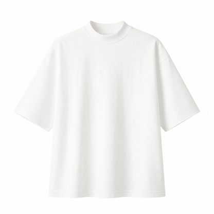 Sporty T-skjorte til Herre – Bomulls T-skjorte med Mock Neck og Kort Erme