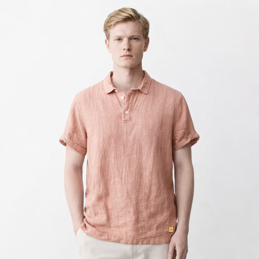 Kortermet Linskjorte til Herre – 100% Lin, Lett &amp; Pustende (M–3XL) – Oransje
