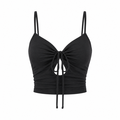Plissert Crop Top til Dame – Sommertopp med Knytedetaljer og Feminin Passform