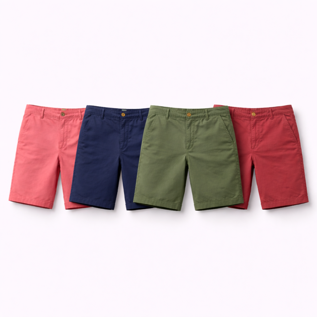 Herreshorts i 100% Bomull – Ensfargede, Komfortable og Stilrene til Sommer, Fritid og Casual Business Pakke