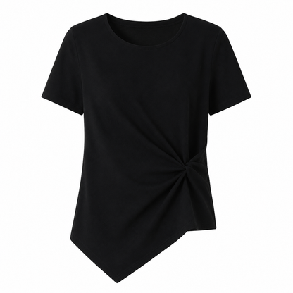 Asymmetrisk Bomulls T-skjorte til Dame – Slim Fit Sommertopp i 100 % Bomull
