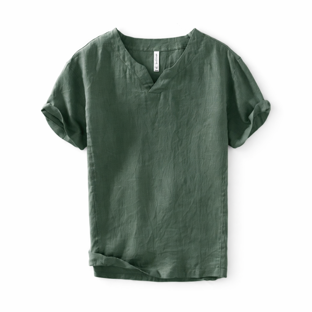 Premium Lin T-skjorte til Herre – 100% Lin, Kinesisk Inspirert &amp; Pustende Sommerstil