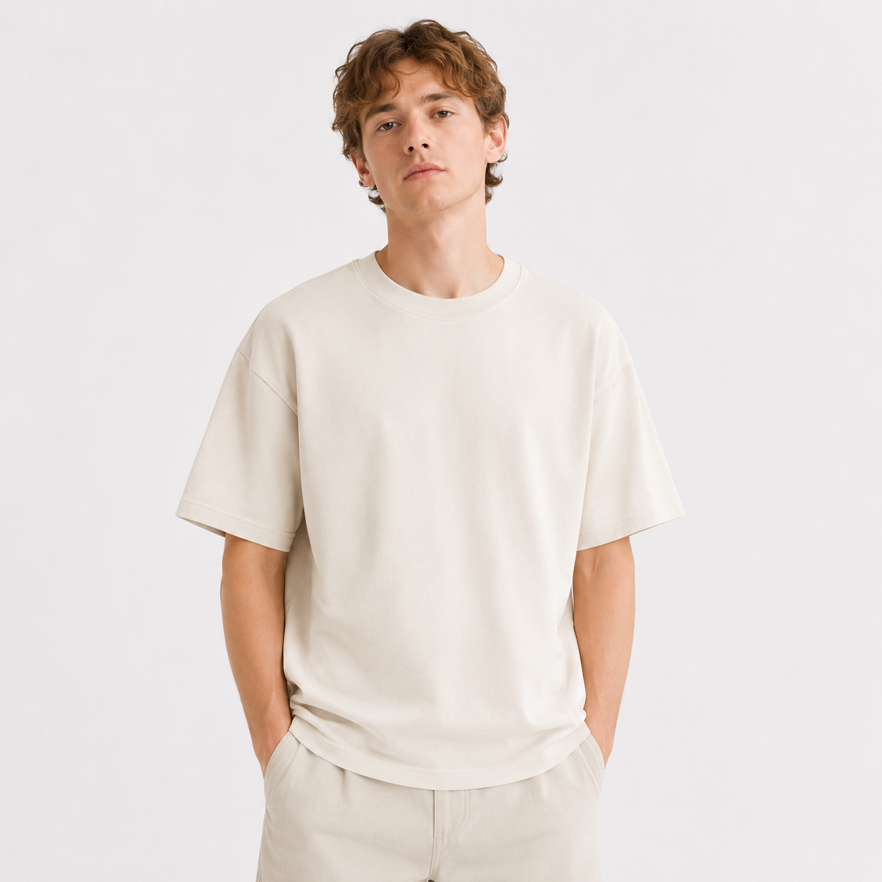 Heavyweight Piqué T-skjorte til Herre – Retro 340g Bomulls Tee med Løs Passform
