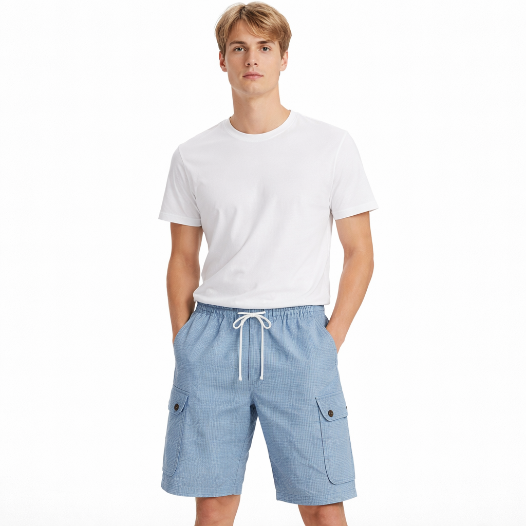 Linshorts til Herre – Pustende Sommerfavoritt med Elastisk Midje