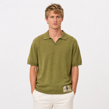 Vintage Polo T-skjorte til Herre – Seagull Collar &amp; Løs Passform