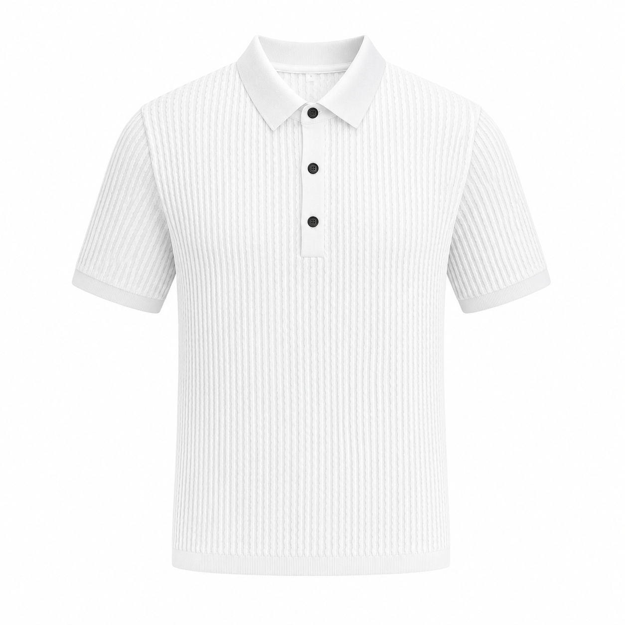 Strikket Slim Fit Polo for Herre med Striper – Kortermet Business Casual