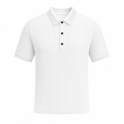 Strikket Slim Fit Polo for Herre med Striper – Kortermet Business Casual