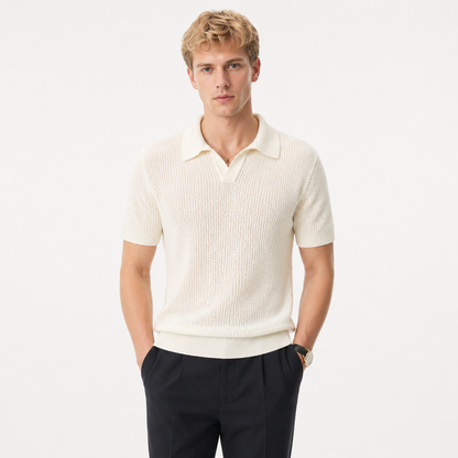 Strikket Polo T-skjorte til Herre – Hollow Design &amp; Slim Fit
