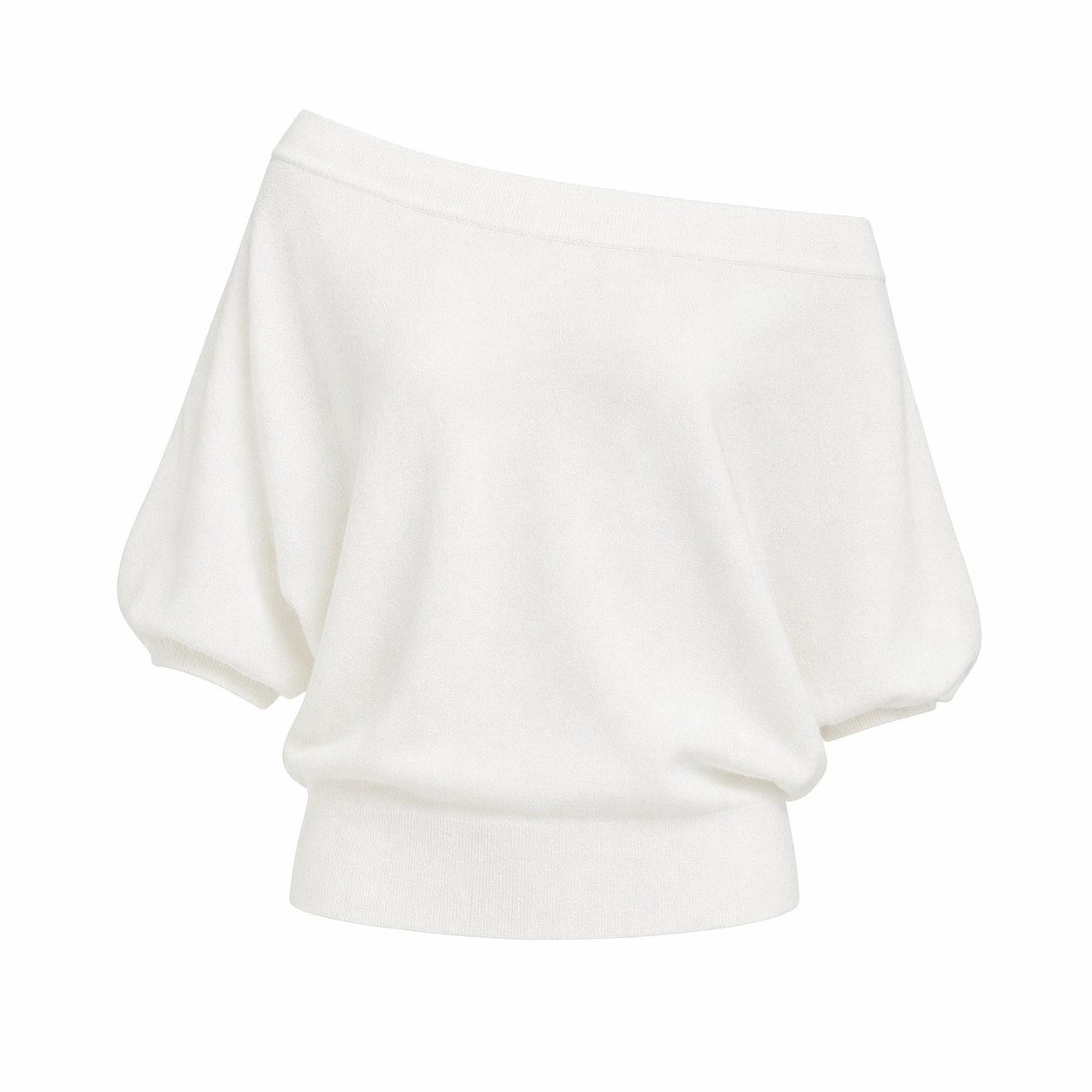 Off-Shoulder Topp til Dame – Blå Strikket &amp; Løs Sommerstil