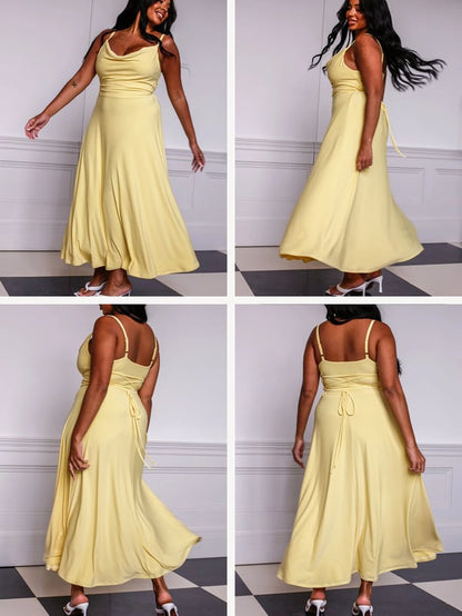 Elegant maxikjole med draperinger