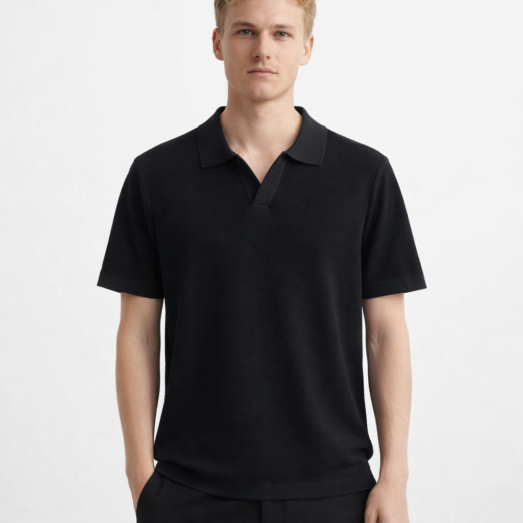 Lyocell Polo T-skjorte til Herre – 100% Lyocell, Lett &amp; Business Casual – Svart