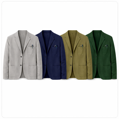 Herre Blazer – Klassisk Ensfarget Dressjakke | Business Casual med Jakkeslag &amp; Lommer Pakke