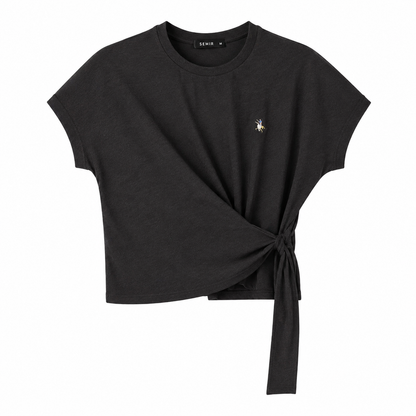 Asymmetrisk Wrap Topp til Dame – Langermet Sommertopp med Sjøstjerneprint