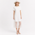 Elegant Lang Kjole til Dame – Kortermet Kjole med Organza Detaljer – Beige