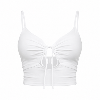 Plissert Crop Top til Dame – Sommertopp med Knytedetaljer og Feminin Passform