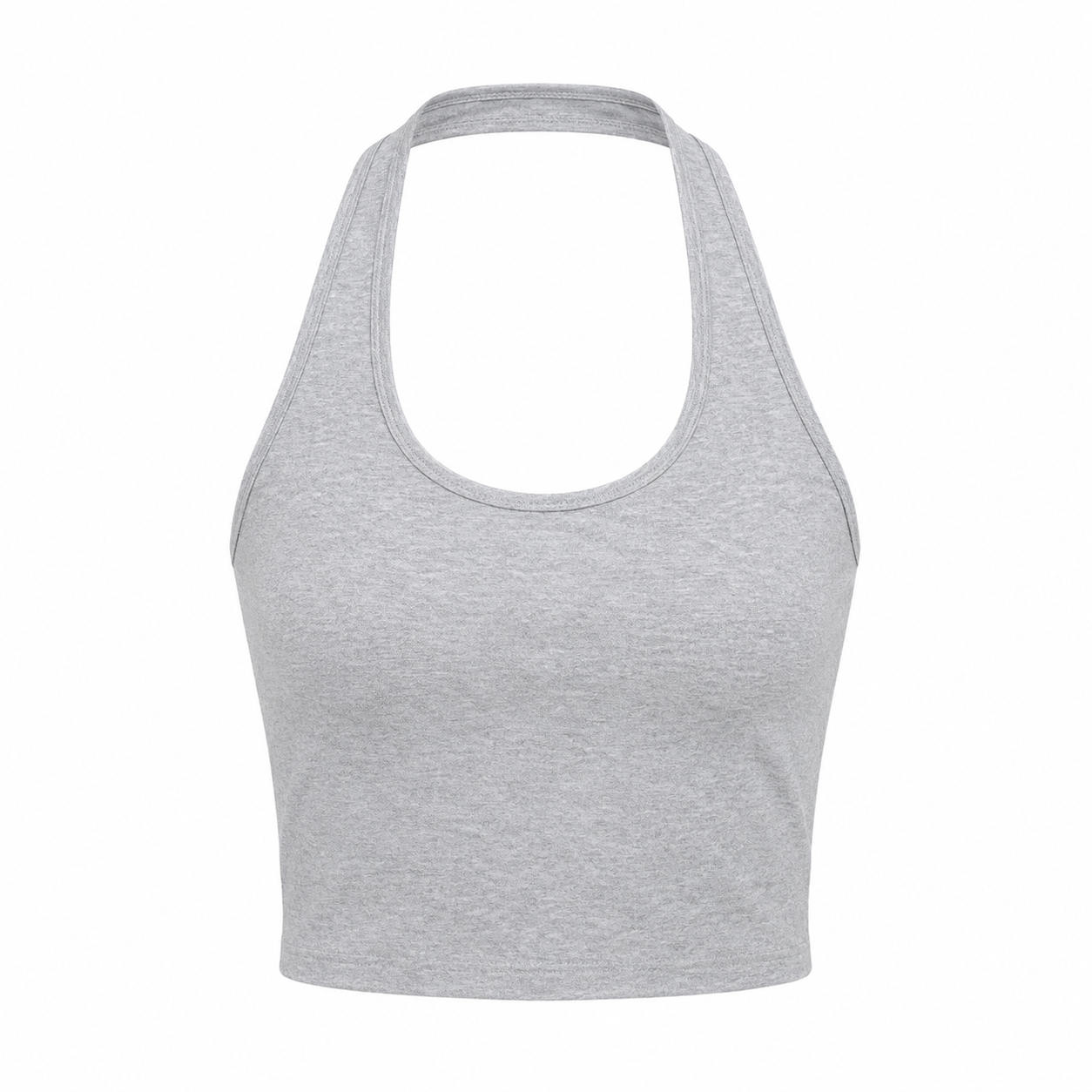 Ryggløs Halter Crop Top i Bomull – Sommerlig Topp til Dame