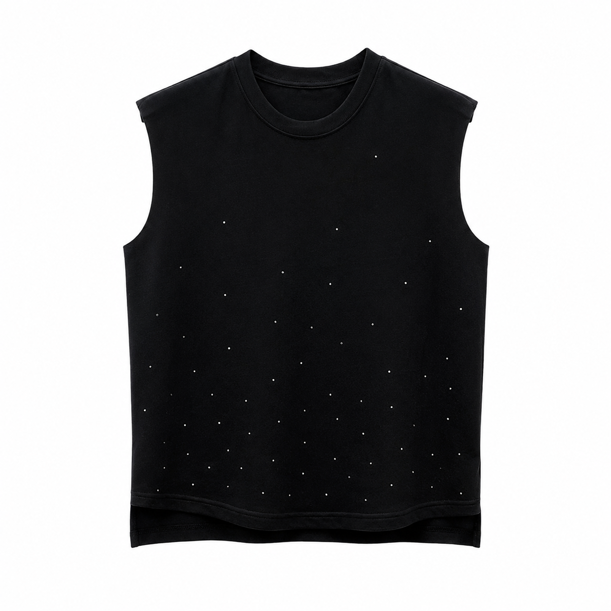 Ermeløs Topp med Rhinestone Stjernedetaljer – Unisex Sommertopp