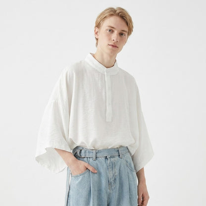 Oversized T-skjorte til Herre – Koreansk Streetwear med Dolman-ermer – Hvit