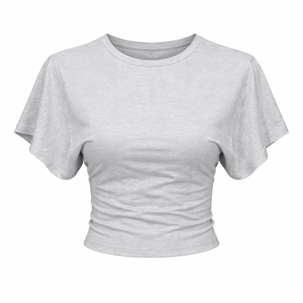 Grå Crop Topp med Korsett-Detaljer – Trendy Streetwear for Dame