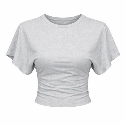 Grå Crop Topp med Korsett-Detaljer – Trendy Streetwear for Dame