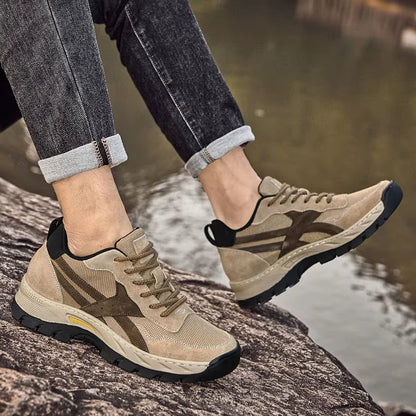 Herresko med skjult høyde – Pustende sneakers i ekte skinn og mesh, perfekt for sport og fritid